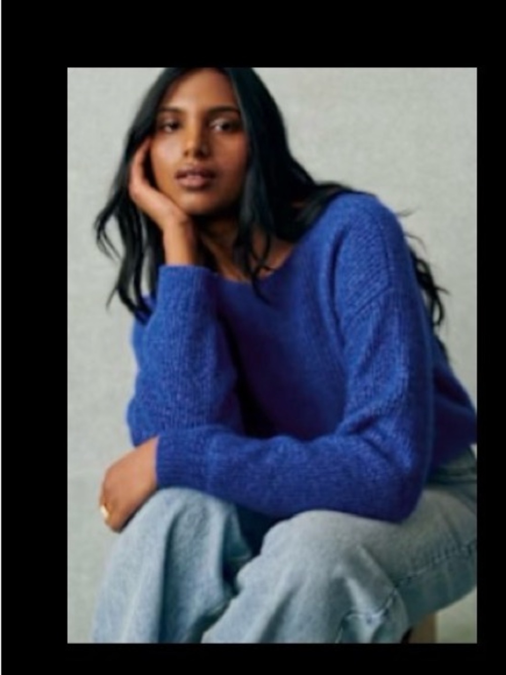 Sézane Deep Blue Scoop-Neck Knit Sweater